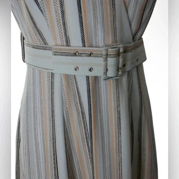 Calvin Klein Striped Belted A Line Dress Size 2 - Picture 5 of 9